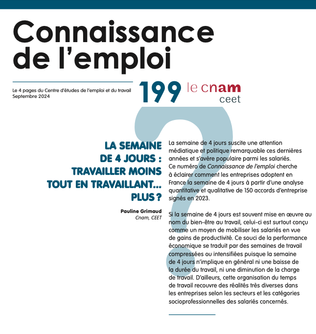 La  semaine de 4 jours : travailler moins tout en travaillant... plus ?