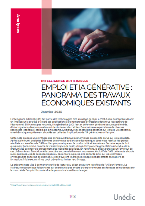 Emploi et IA générative : panorama des travaux économiques existants