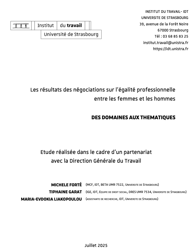 Analyse transversale d'accords sur l'égalité professionnelle entre les femmes et les hommes