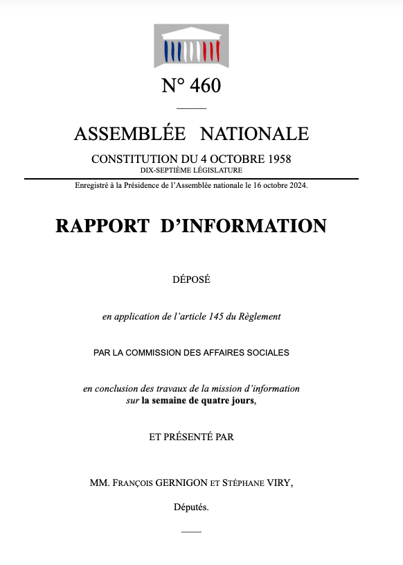Vignette document Rapport d'information en conclusion des travaux de la mission d’information sur la semaine de quatre jours