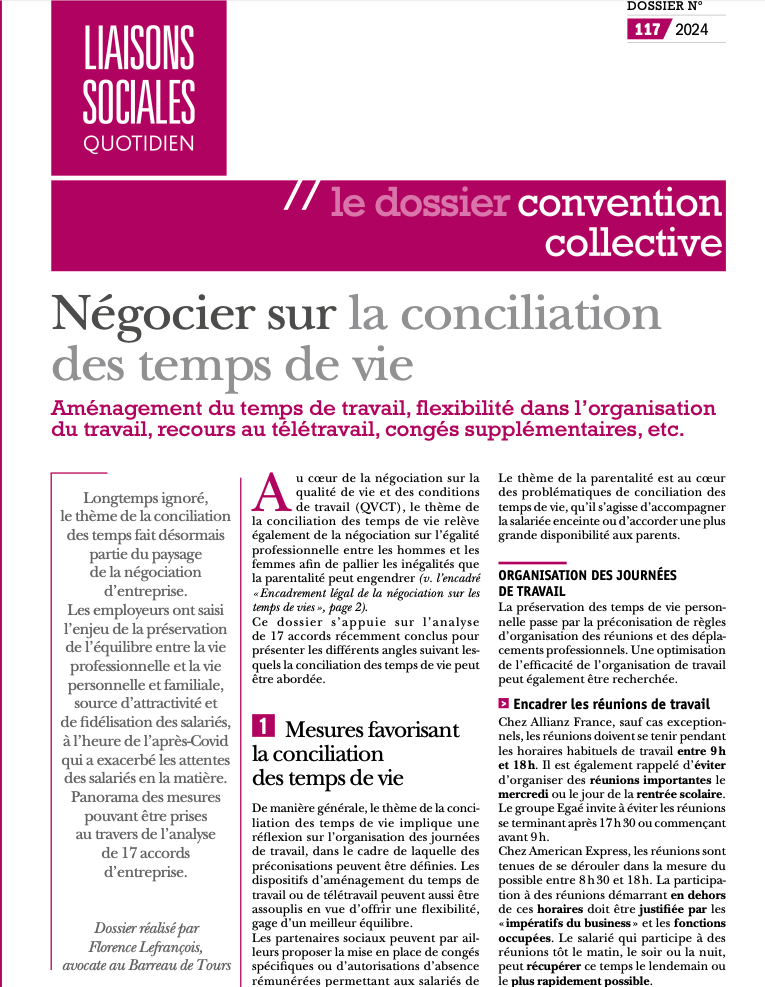 Négocier sur la conciliation des temps de vie