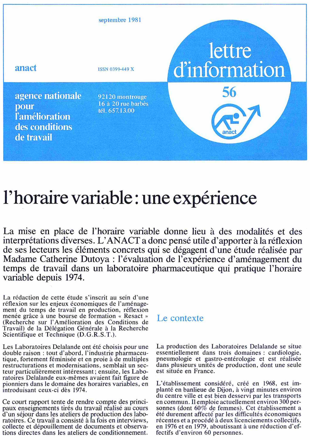 L'horaire variable. Une expérience