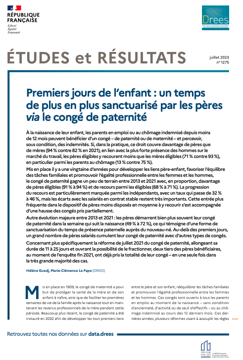 Premiers jours de l'enfant : un temps de plus en plus sanctuarisé par les pères via le congé de paternité